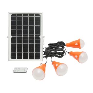 Sistem pentru iluminat cu becuri 4x16 LED-uri, panou solar 5V/10W si telecomanda Breckner Germany