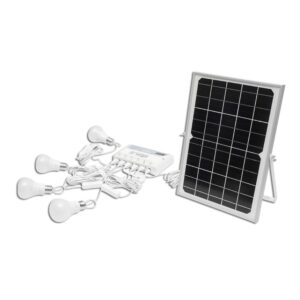 Sistem pentru iluminat cu 4 becuri LED, panou solar 9V/12W si 1xUSB incarcare telefon Breckner Germany