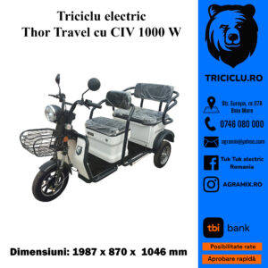 Triciclu electric Thor TRAVEL alb 1000W 60V32Ah