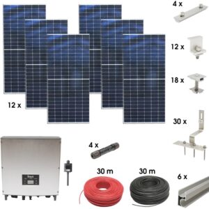 Kit sistem solar fotovoltaic monofazic ON-GRID 5KW cu panouri 12x450W prosumator WIFI cu sistem fixare acoperis tigla Breckner Germany