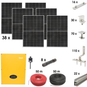 Kit sistem solar fotovoltaic monofazic ON-GRID 15KW cu panouri 38x410W prosumator WIFI cu sistem fixare acoperis tigla Breckner Germany