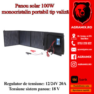 Panou solar 100W monocristalin cu 5 segmente (325x330mm) portabil tip valiza Breckner Germany