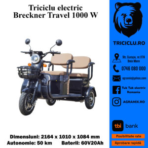 Triciclu electric Breckner TRAVEL negru 1000W 60V20Ah