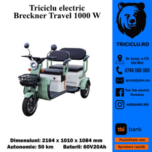 Triciclu electric Breckner TRAVEL verde 1000W 60V20Ah