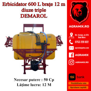 Erbicidator DEMAROL 600L brat 12 m diuze triple