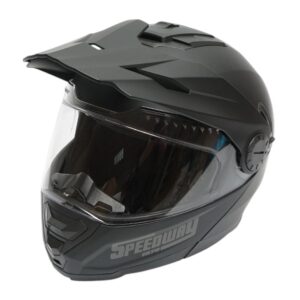 Casca motocross integrala negru mat cu viziera transparenta si ochelari de soare, marimea XL Lion