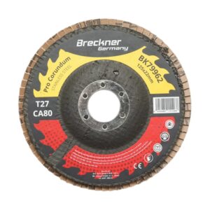 Disc lamelar abraziv corund 125x22mm T27 CA80 pentru slefuire/polizare inox si metal Breckner Germany