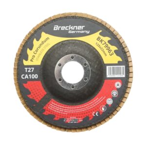 Disc lamelar abraziv corund 125x22mm T27 CA100 pentru slefuire/polizare inox si metal Breckner Germany