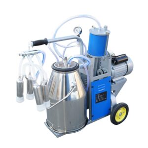 Aparat de muls vaci 1 post 550 W 220 V bidon inox 25 L grup de muls cu 4 mansoane presiune vid 45-50 kPa pulsatii 60-80 cpm